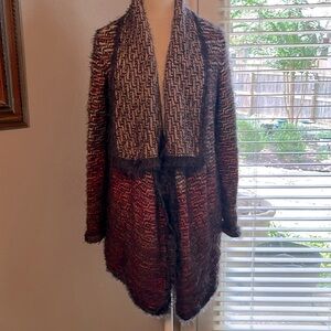 Nic+Zoe long cardigan sweater, size medium, in warm tones